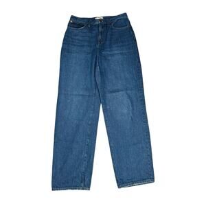 Madewell Baggy Straight Leg Jeans Womens Size 29 High Rise Zip Up Blue Cotton